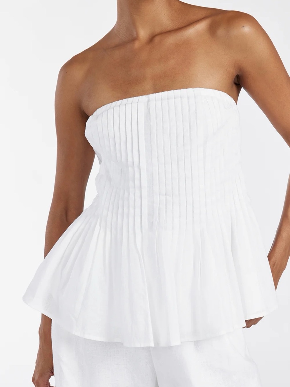 DISSH Paige White Linen Blend Strapless Top Size 2